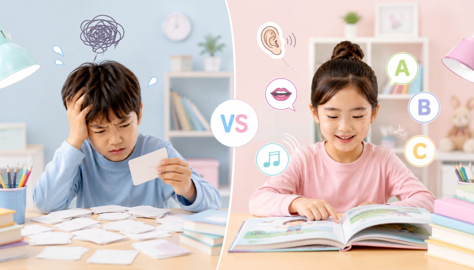 파닉스 vs 암기 학습 방법 비교 이미지