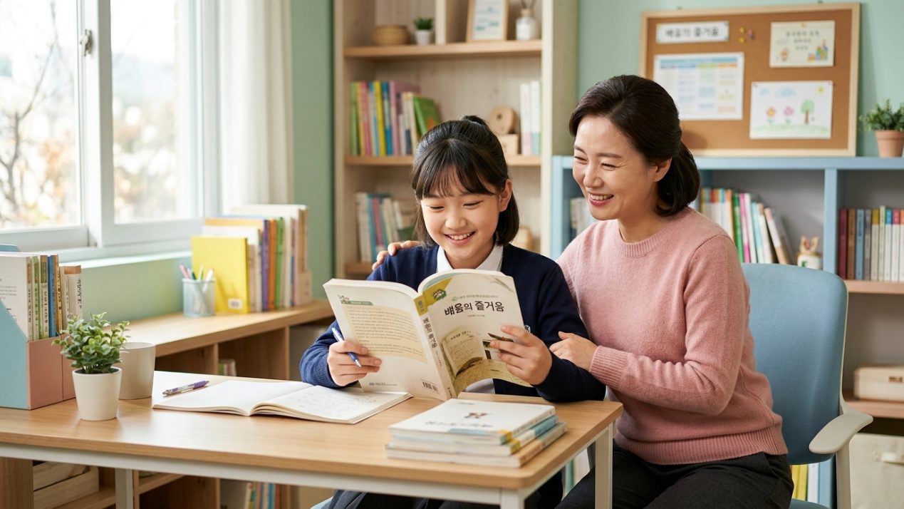 영어 문장 해석 능력이 향상된 중학생의 성공적인 학습 모습